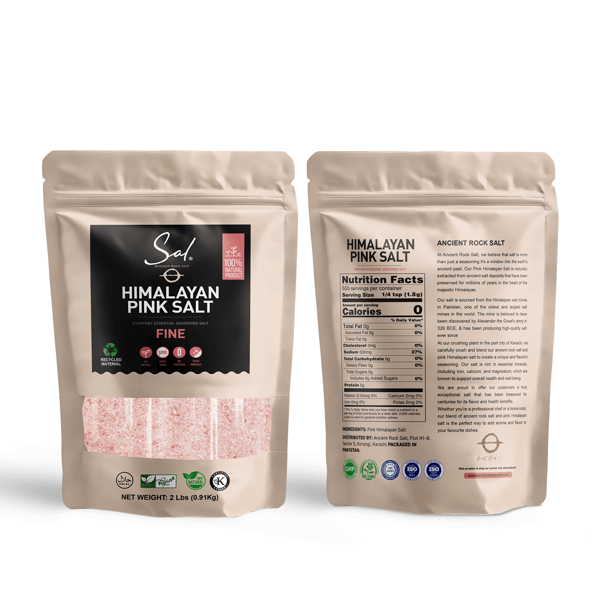 Himalayan Pink Salt, Fine, 2 lb Pouch - View 2