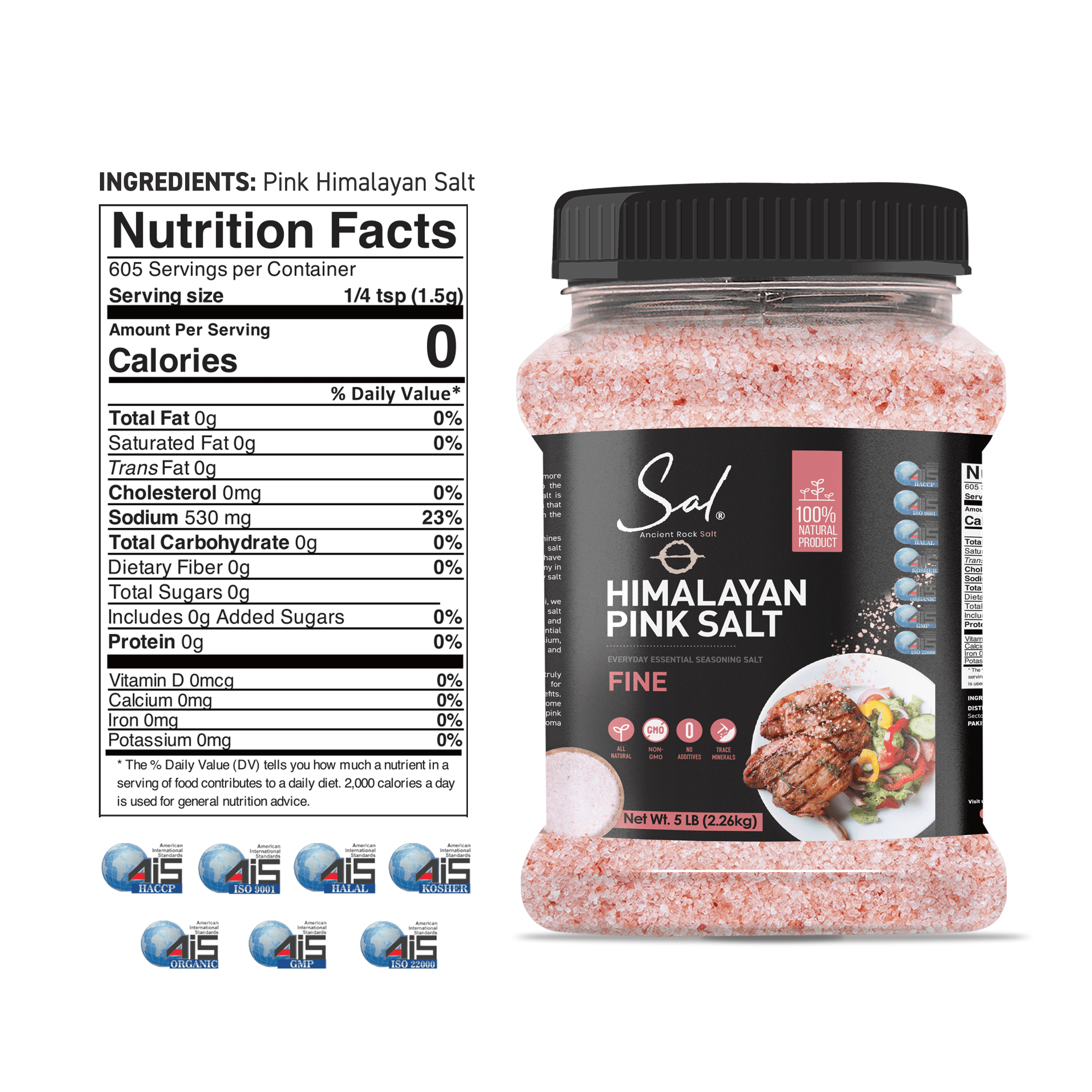 Himalayan Pink Salt, Fine, 5 lb Jar - View 4